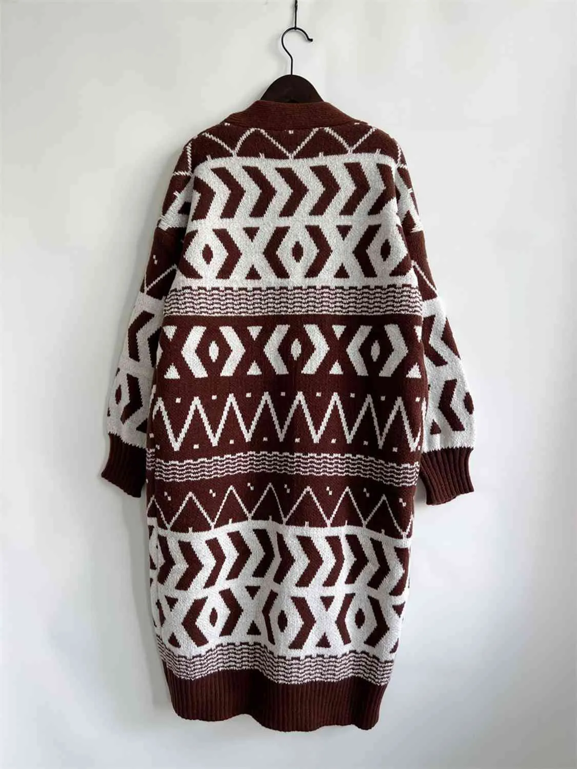 Maxct &Geometric Button Front Longline Cardigan