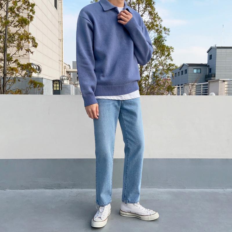 Maxct Light Blue Polo Sweater