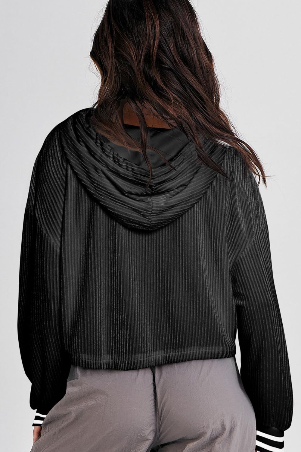 Maxct &Drawstring Drop Shoulder Long Sleeve Hoodie