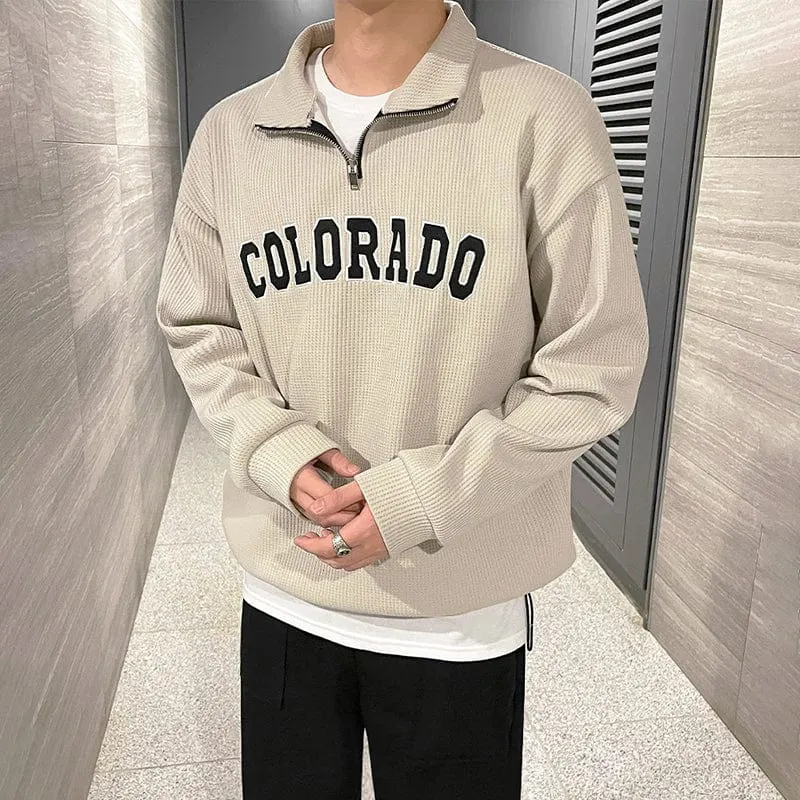 Maxct 6684 Waffle Knit Half Zip-Up Colorado Collar Sweater
