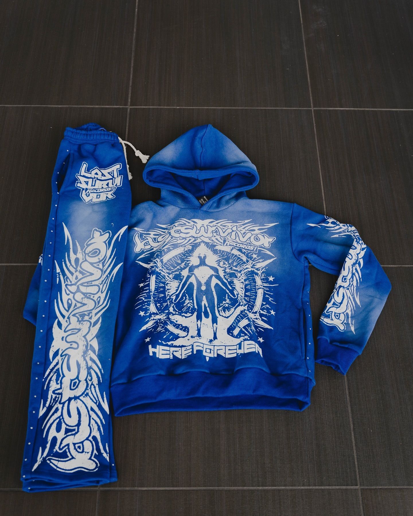Y2k Sex Dark Punk Print Pattern Long Sleeved Pullover Hoodie Sweatshirt Casual Pants High Street Sweatpants Vintage Streetwear