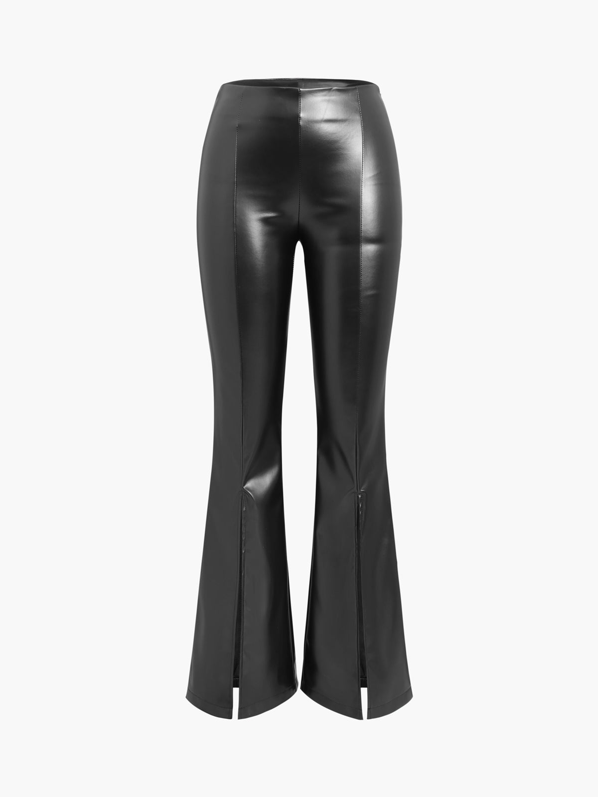 Maxct Faux Leather Zippered Flare Pants