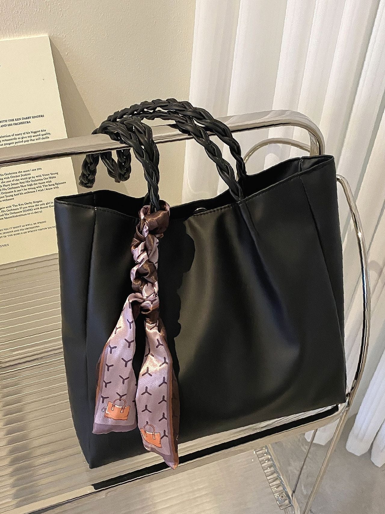 Maxct - Twilly Scarf Decor Shoulder Tote Bag  - Women Tote Bags