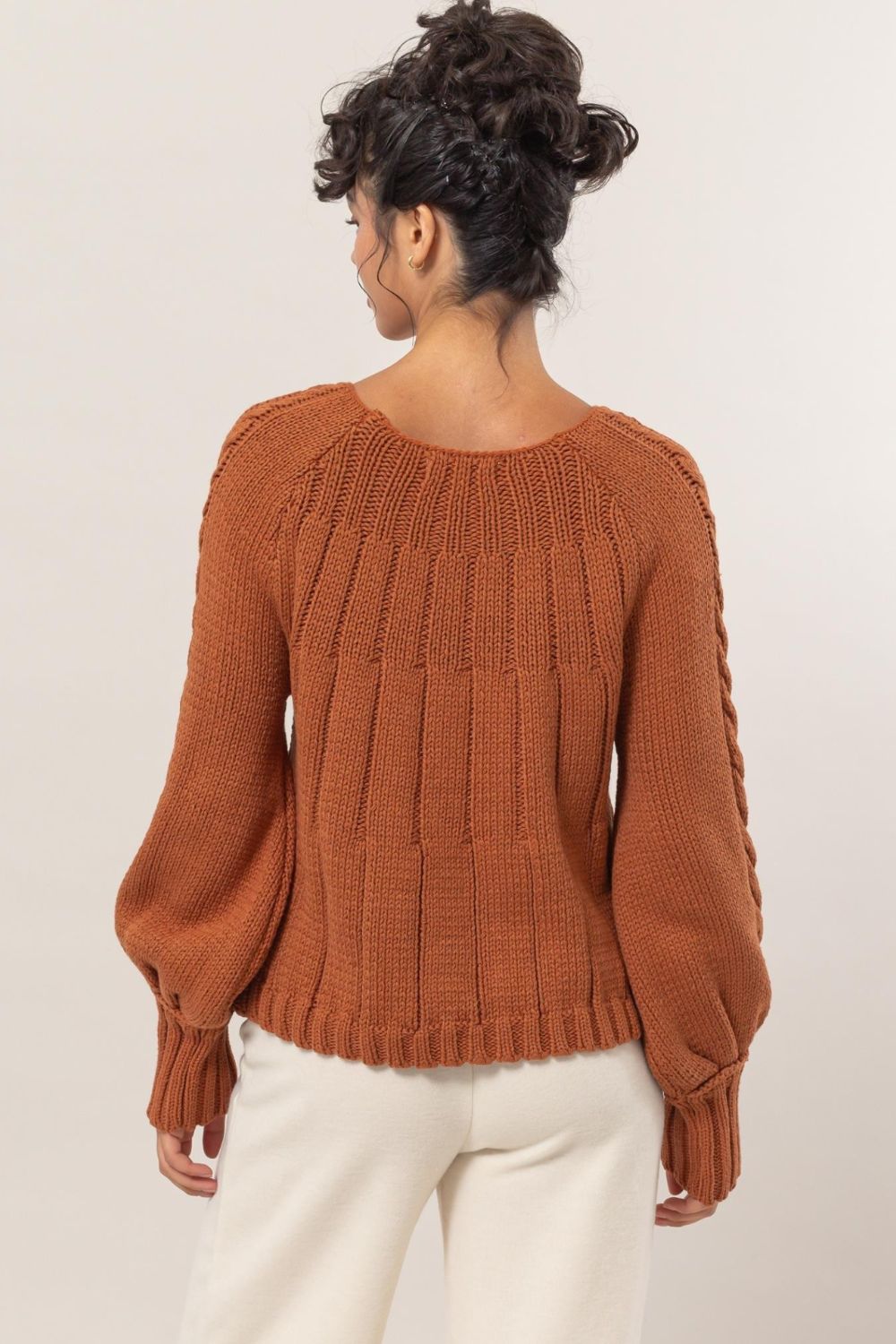 Maxct &HYFVE Cable-Knit Round Neck Raglan Sleeve Sweater