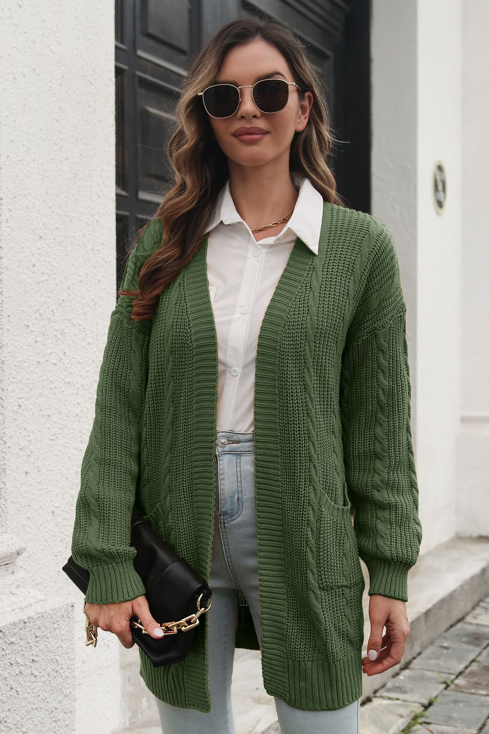 Maxct &Open Front Longline Cardigan with Pockets