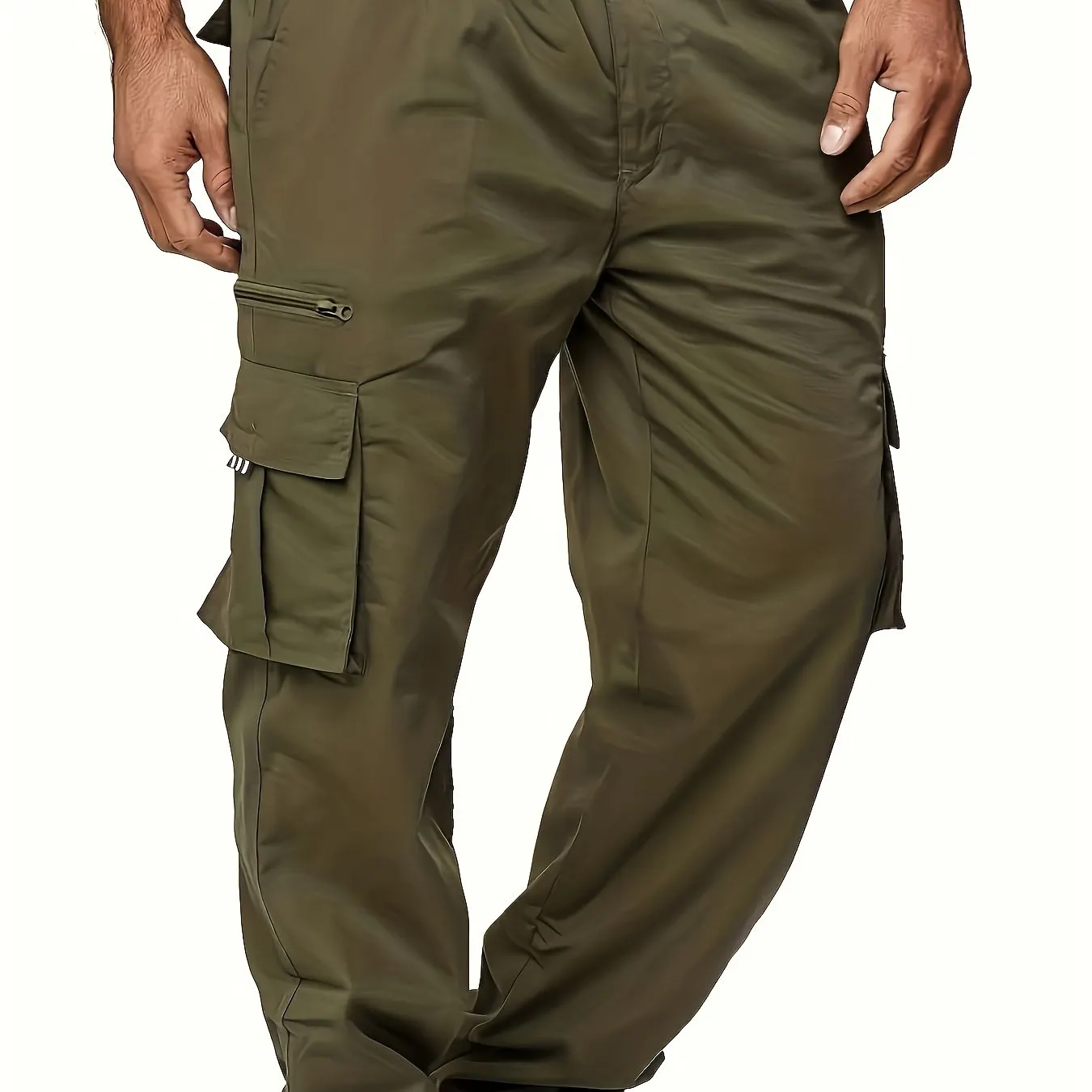Men's Cargo Pants Casual Loose Fit Straight Leg Pants With Flap Pockets