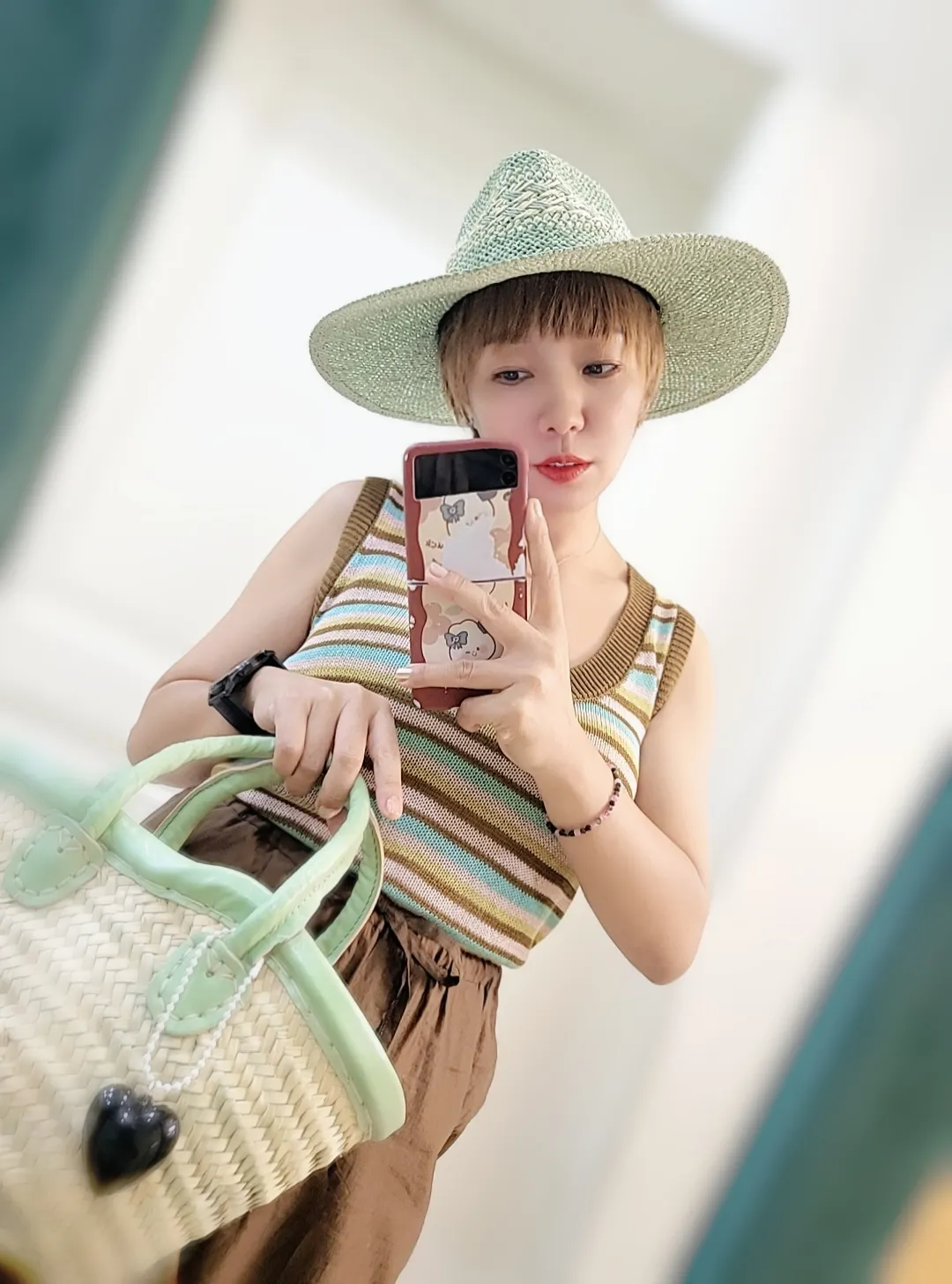 Straw Hat Japanese Style Black Brown Panama Women's Beach Big Brim