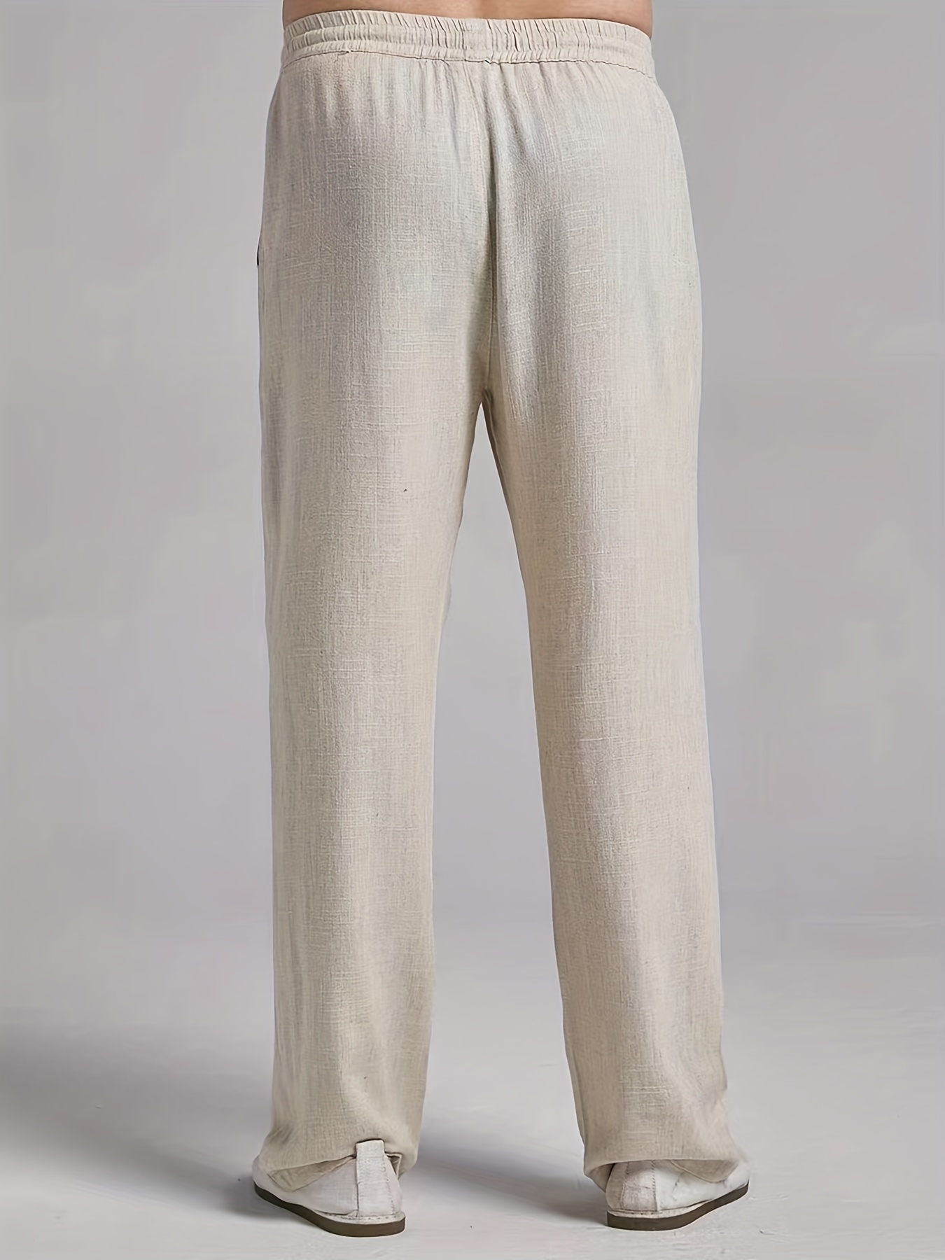 Classic Design Comfy Loose Fit Pants, Men's Waist Drawstring Slant Pocket Casual Pants For Four Seasons