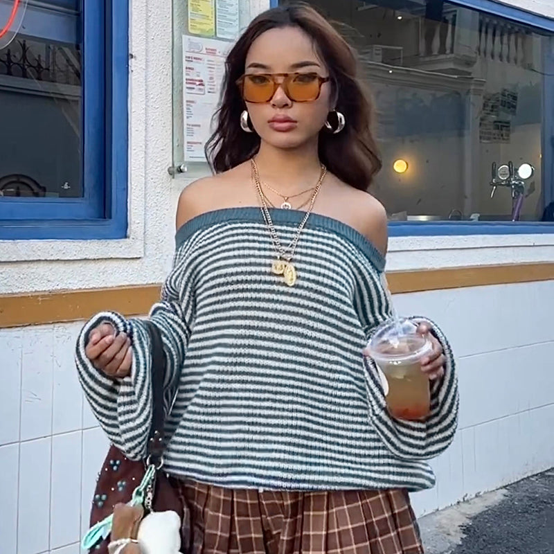 Maxct Nura Striped Off-Shoulder Sweater