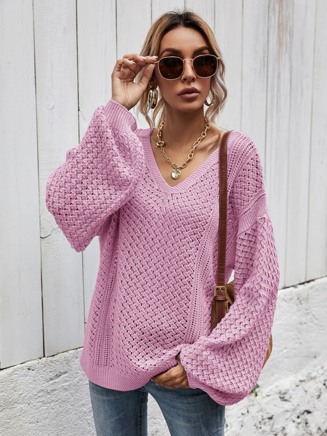 Maxct &V-Neck Dropped Shoulder Sweater