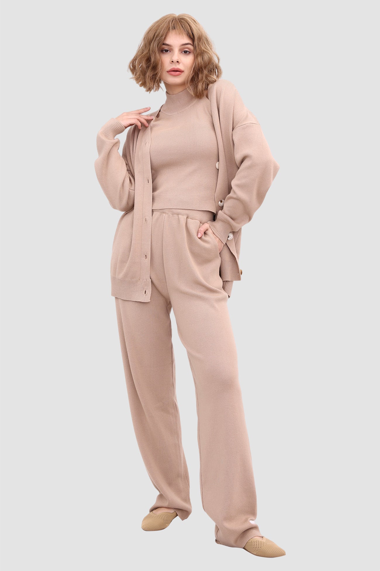 Maxct Knit Crop Tank Top & Pants & Robe