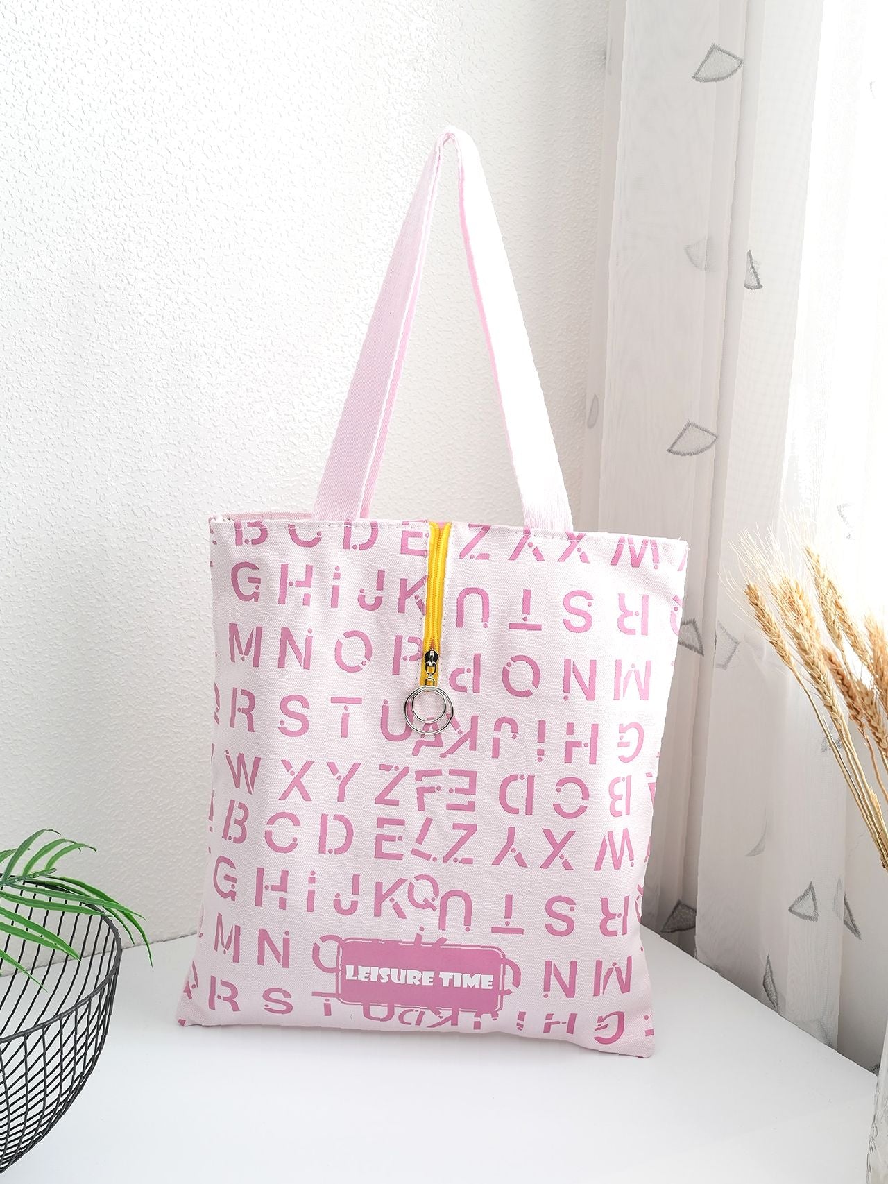 Maxct - Letter Graphic O-ring Zipper Front Shoulder Tote Bag  - Women Tote Bags