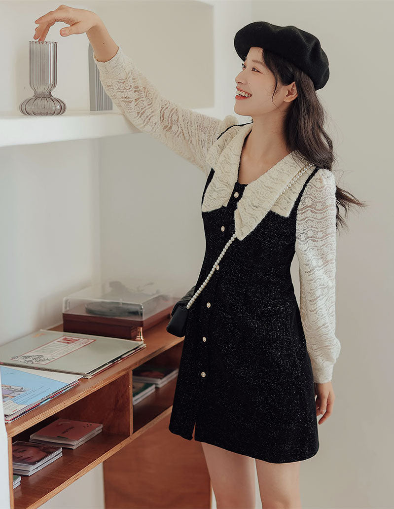 Lace Bow Sweater Dress Maxct
