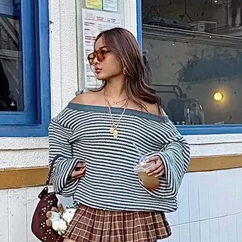 Maxct Nura Striped Off-Shoulder Sweater