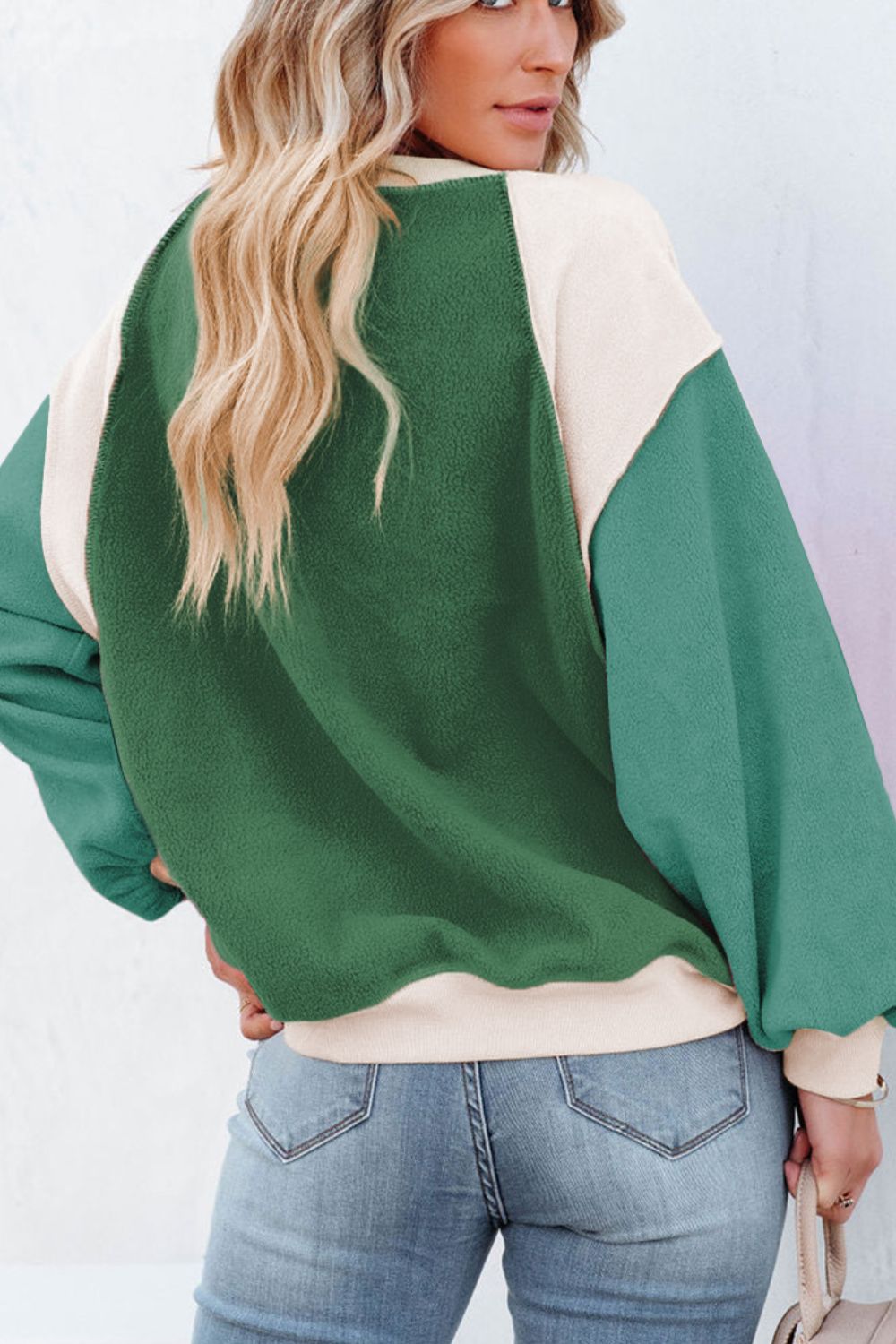 Maxct &Color Block Round Neck Long Sleeve Sweatshirt
