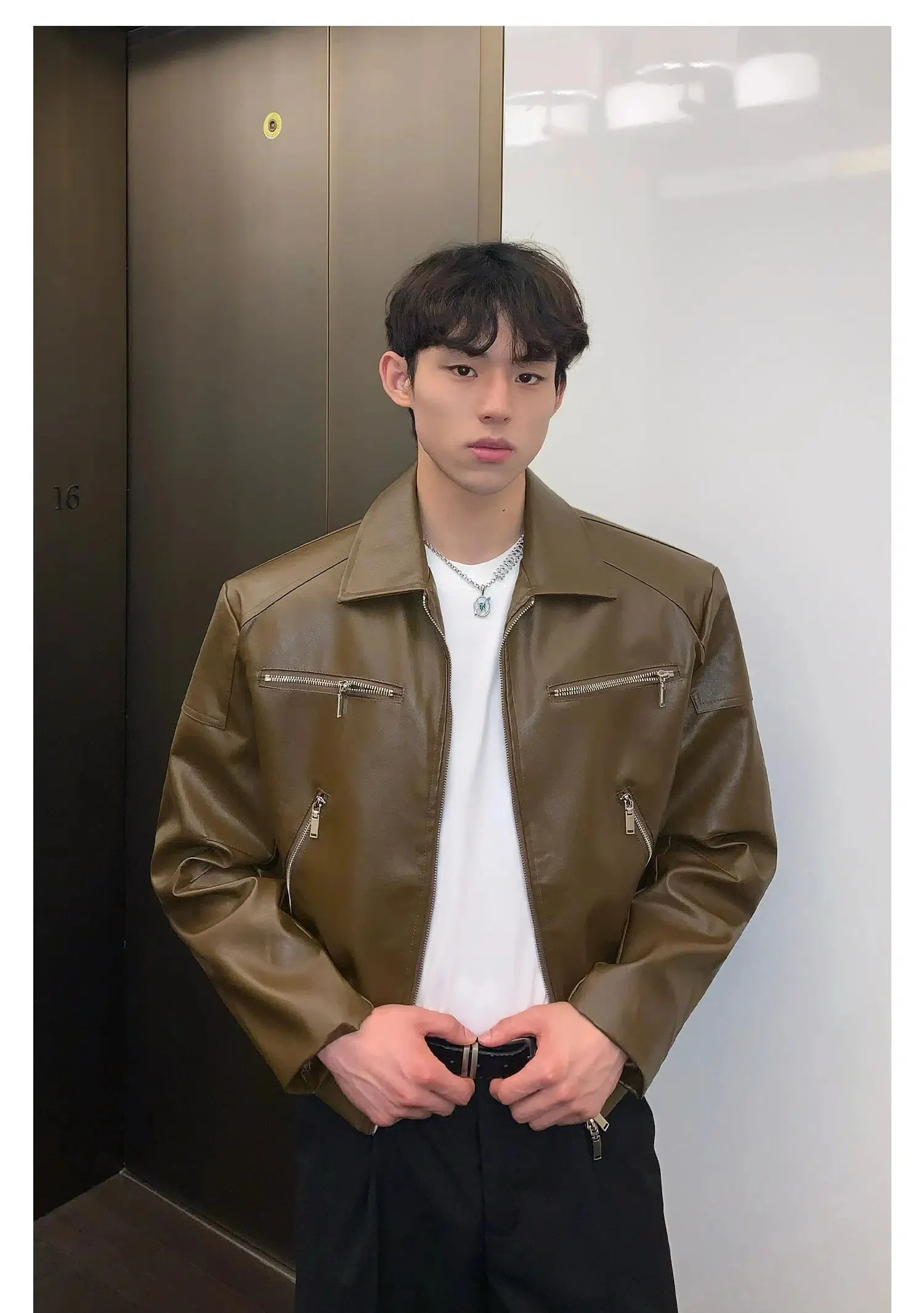 Maxct Zipper Short Leather Jacket