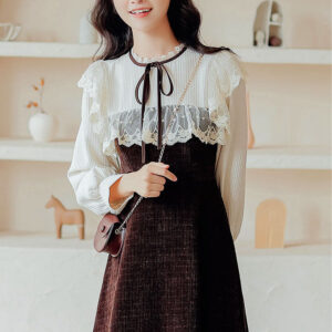 Square Lace High Neck Sweater Dress Maxct