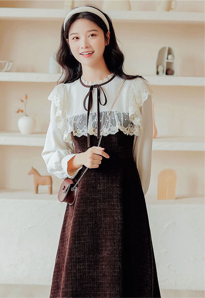 Square Lace High Neck Sweater Dress Maxct