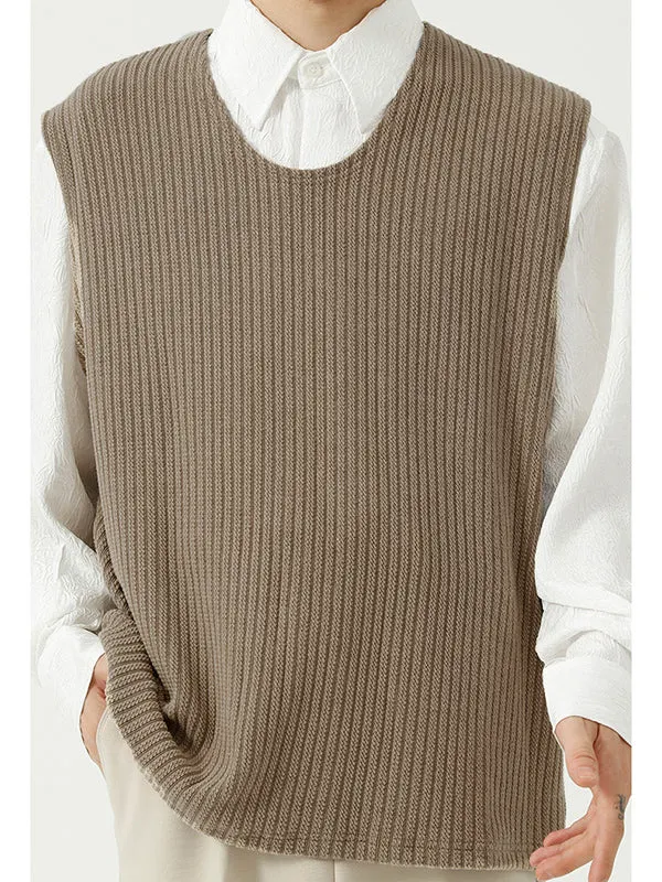 Maxct -  Mens Loose Round Neck Sleeveless Sweater Vest I