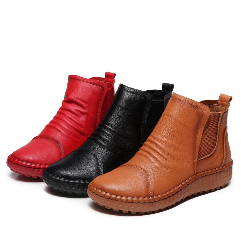 Maxct Women Pleated Soft Soled Flat Ankle Boots