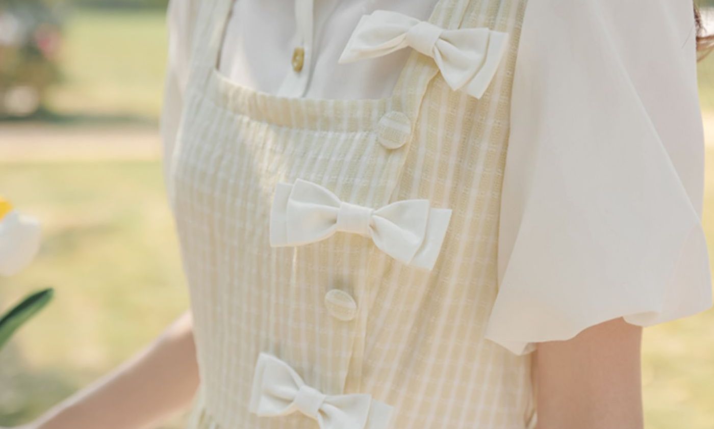 Gingham Bows Twofer Dress Maxct