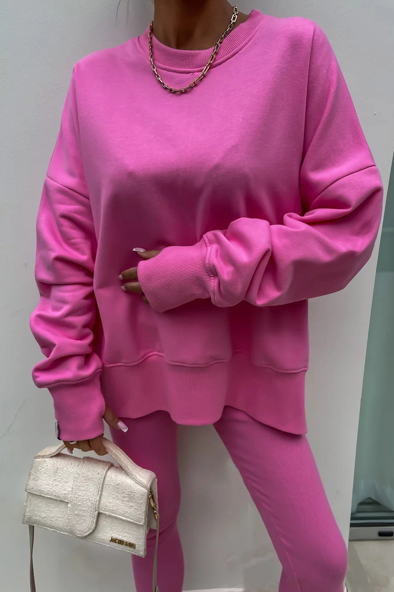 Maxct Crew Neck Slit Sweatshirt Legging Suits