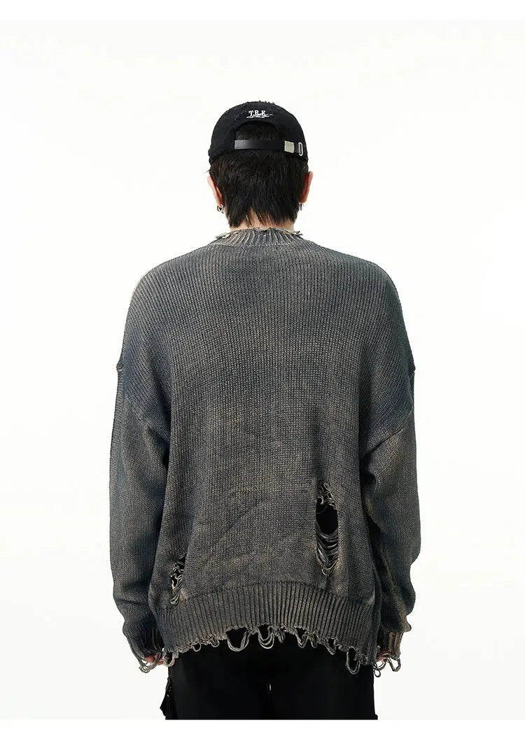 Maxct Round Neck Ripped Sweater