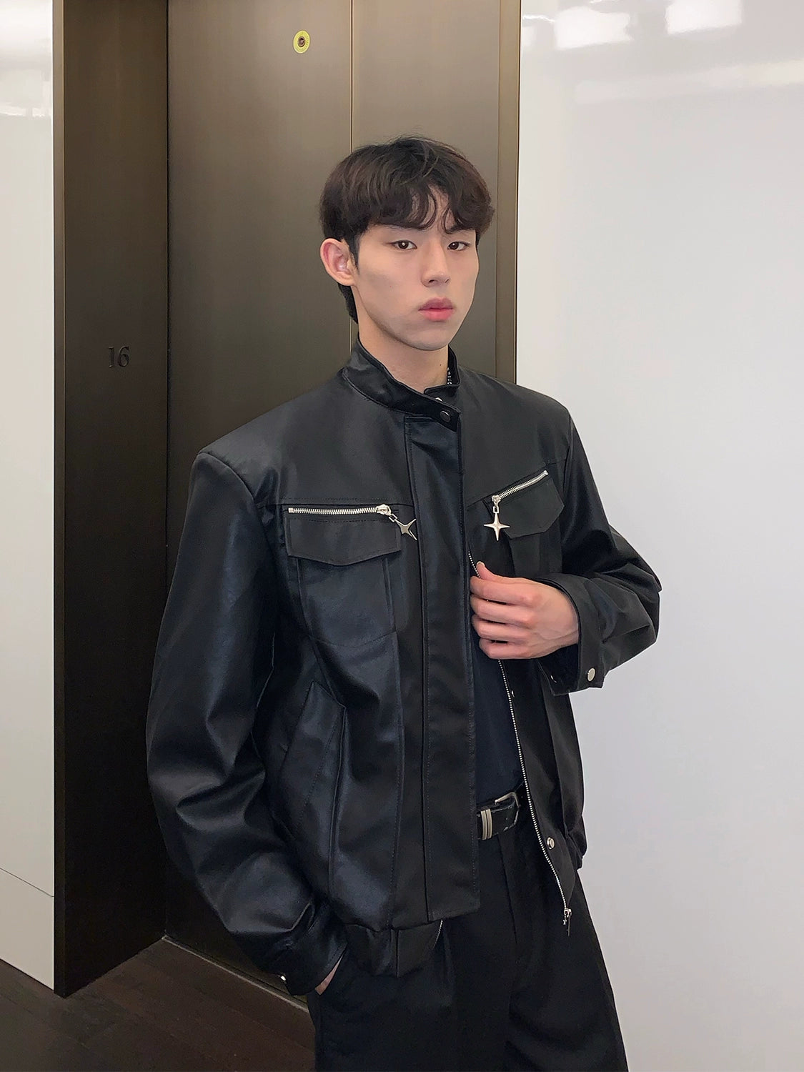 Maxct Zipper Leather Motorcycle Jacket