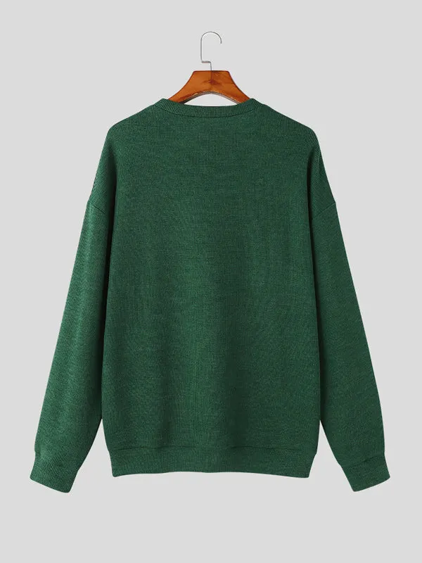 Maxct - Mens Heart Patchwork Long Sleeve Loose Sweater J