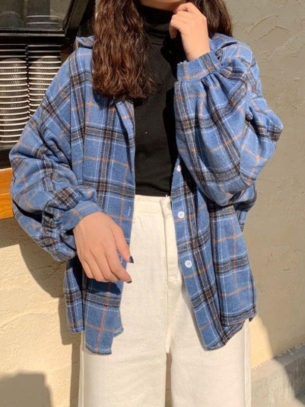 Maxct Checkered Print Button Blouse
