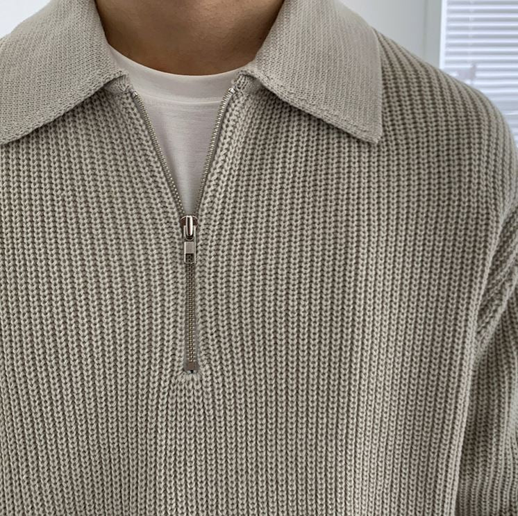 Maxct 6151 Knitted Half Zip-Up Collar Sweater
