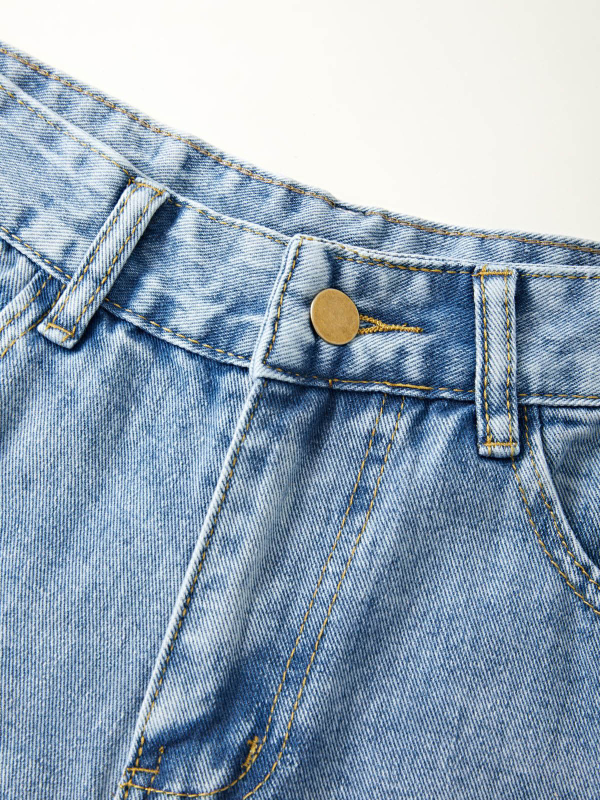 Basic Wash Straight Leg Boyfriend Jeans Maxct