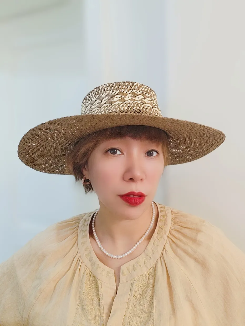 Straw Hat Japanese Style Black Brown Panama Women's Beach Big Brim