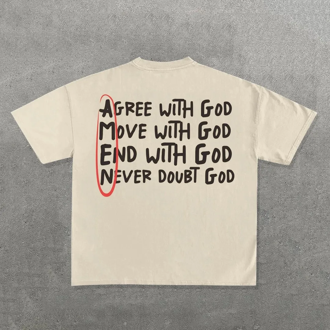 Retro Street Hip Hop Goth Letter Pattern Oversized T-Shirt Men's Fashion Loose Casual Versatile Round Neck Short Sleeve Top
