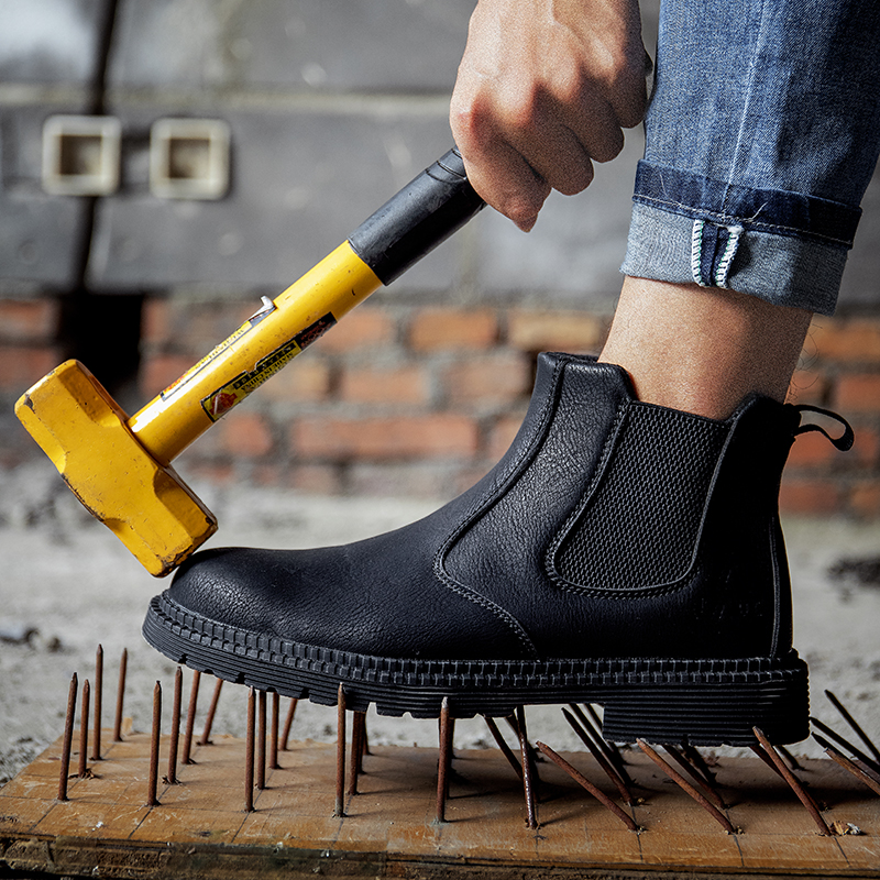 Steel Toe Leather Boots for Men Waterproof Safety Work Shoes
