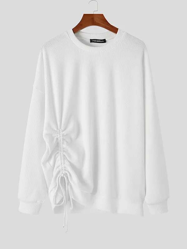 Maxct - Mens Solid Drawstring Long Sleeve Sweater