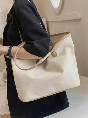 Contrast Binding Tote Bag - Women Tote Bags