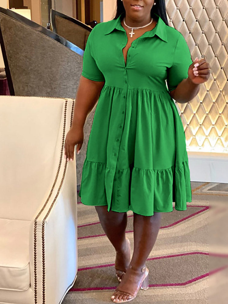 Casual Solid Button Shirt Dresses Maxct