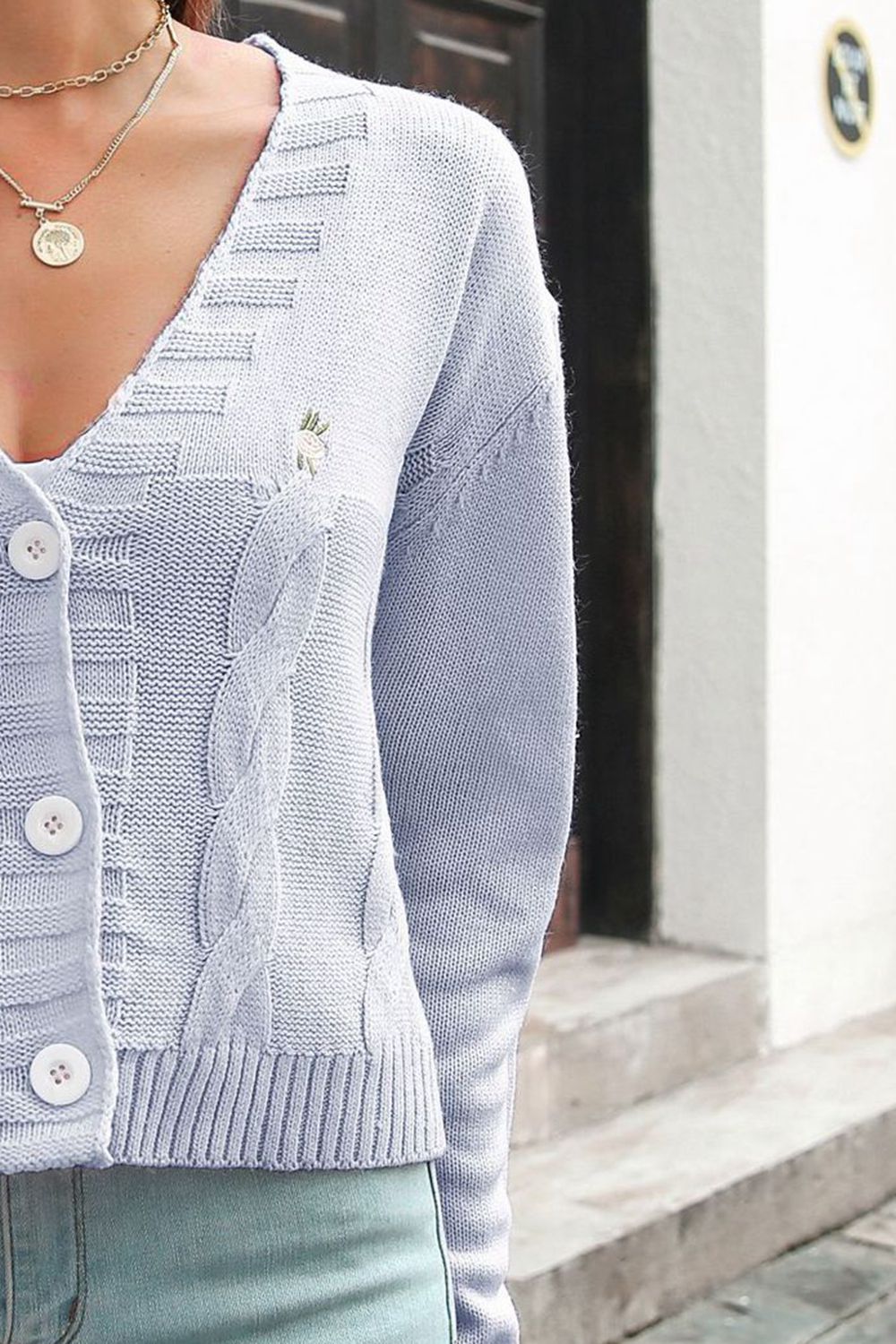 Maxct &Cable-Knit Button Down Cardigan
