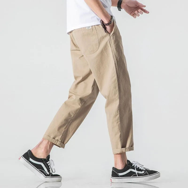 Maxct Spring Drawstring Cotton Elastic Waist Pants