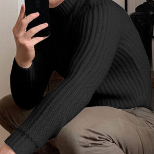 Maxct - Mens Solid Half Collar Long Sleeve Sweater