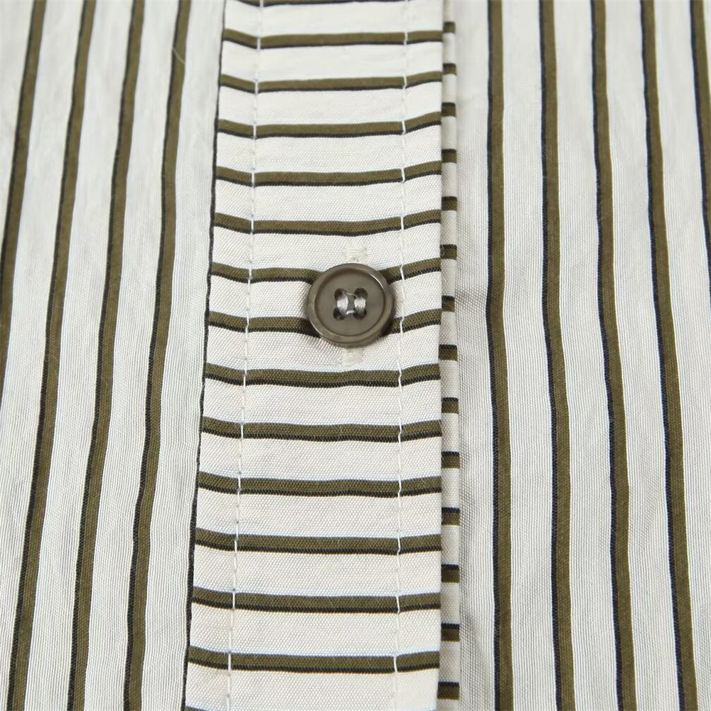 Autumn New Product Women's Fashion Temperament Striped Long Sleeve Flip Collar Simple Casual Shirt