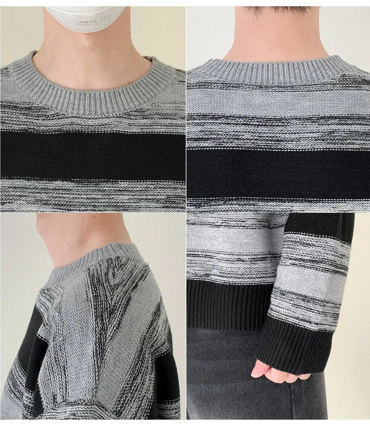 Maxct Black And Gray Striped Sweater