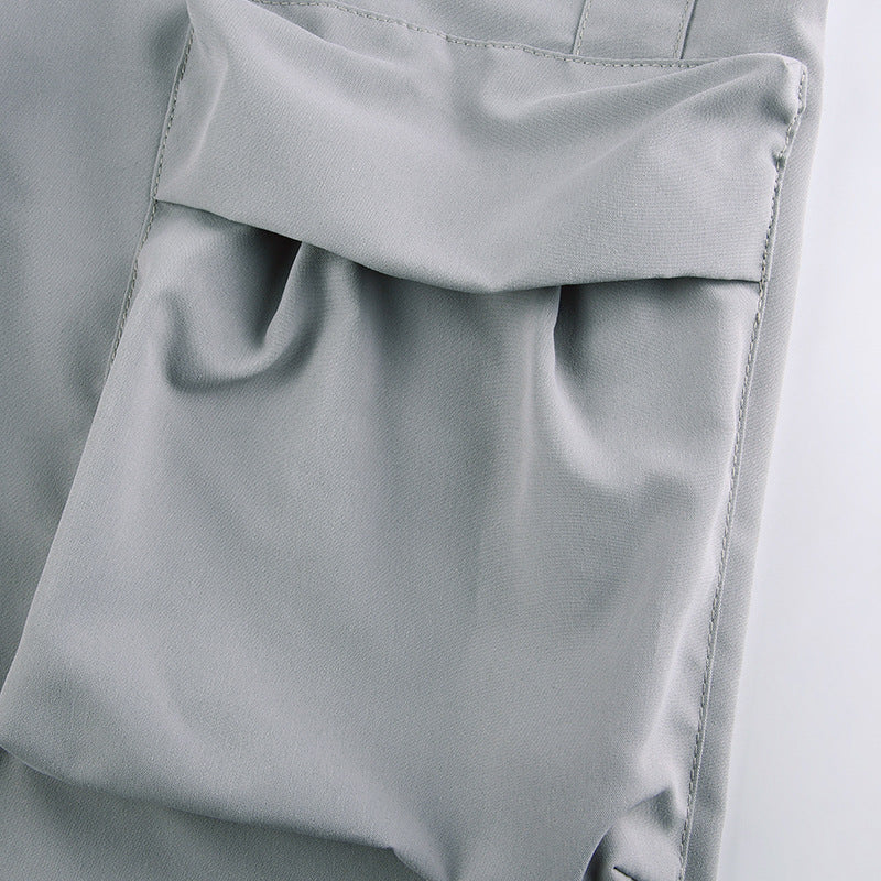Washed Gray Baggy Cargo Jeans Maxct