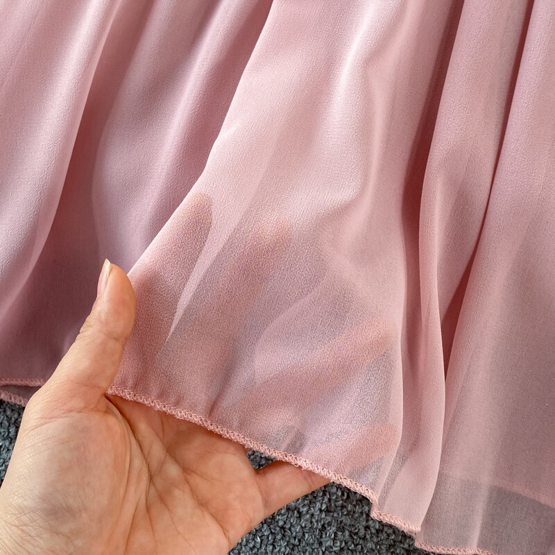 Chiffon Dress Women Sexy Slash Neck Ruffle Robe Elegant Ruffle High Waist Vestidos Female Beach Vacation New