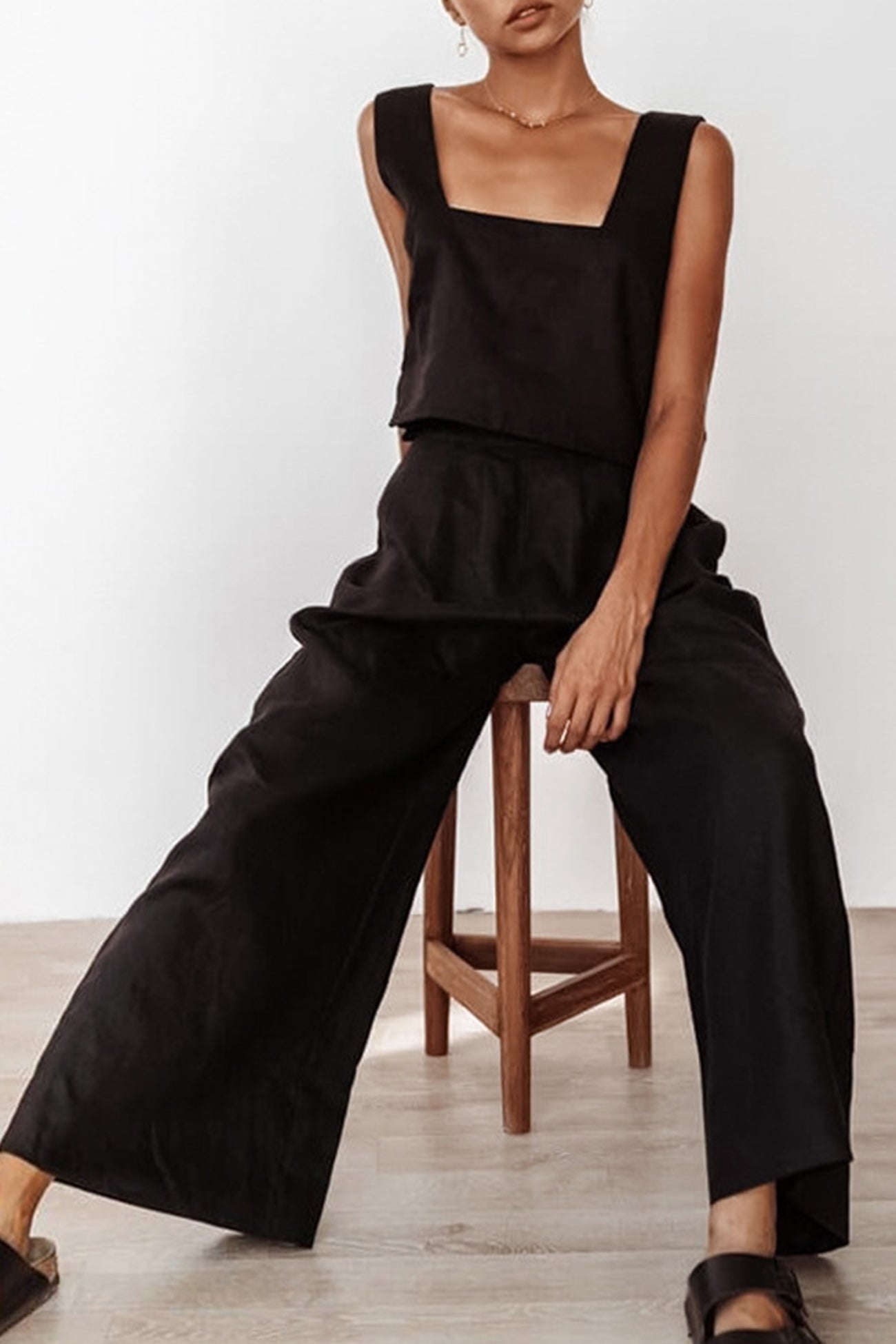 Maxct Cotton Square Neck Tank Pants Suits