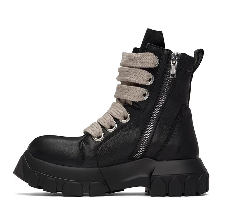 Style Cross-Tied Chunky Bottom Leather Men's British Ankle Boots