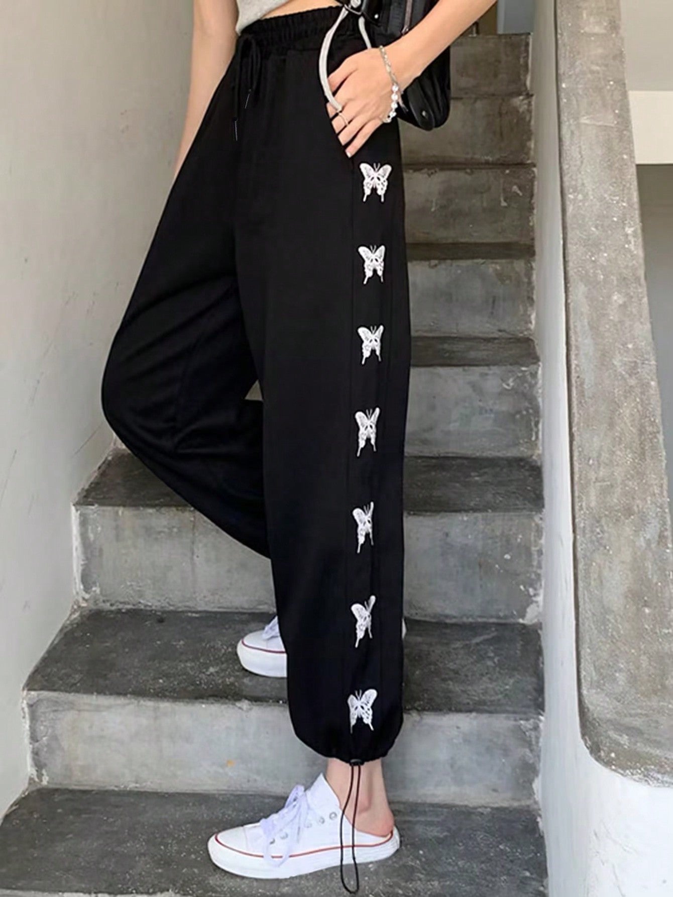 Maxct Butterfly Print Drawstring Sweatpants