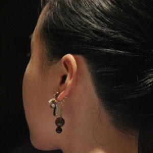 「Chinoiserie」Sandalwood Beaded Brown Drop Earrings