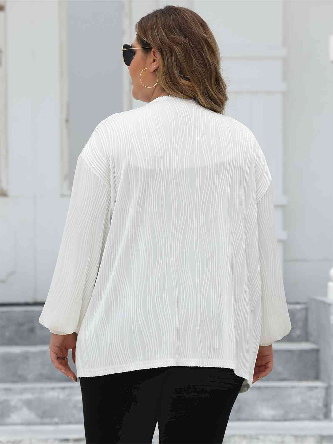 Maxct &Plus Size Open Front Long Sleeve Cardigan